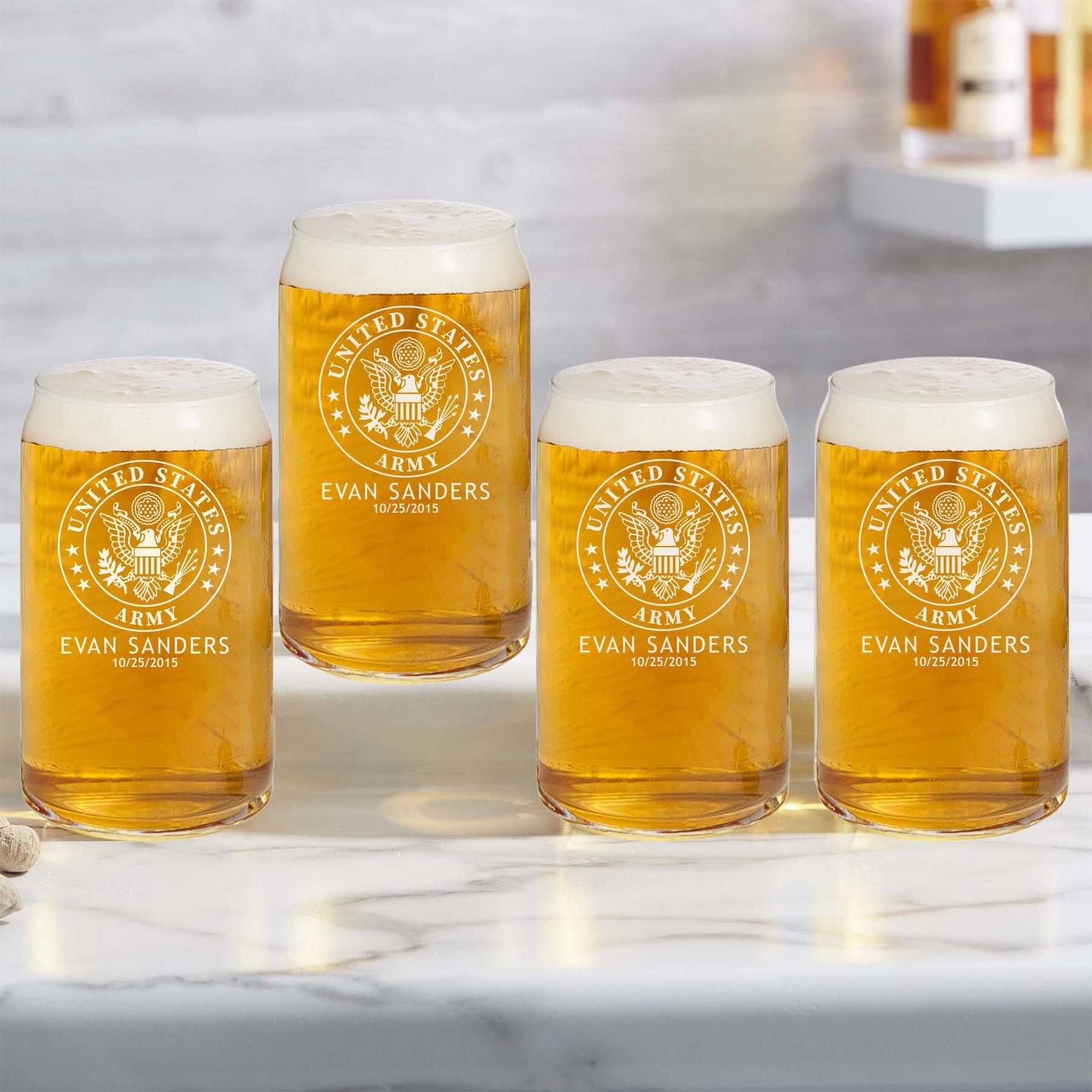 Personalized Beer Pint Glass Set of 4 custom Engrave Gift Set - Etsy