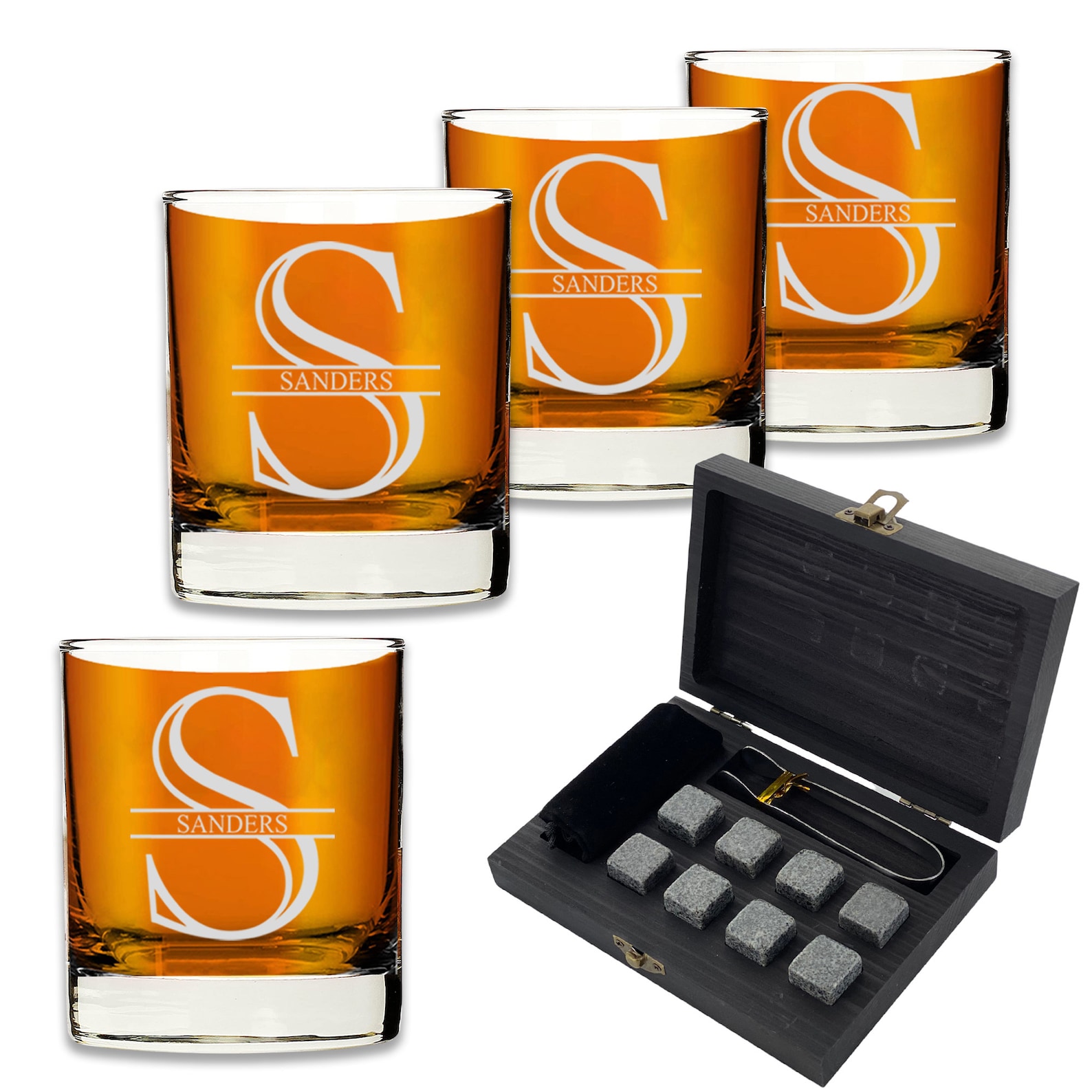 Personalized Whiskey Glasses With Optional Wooden Gift Set Box Etsy