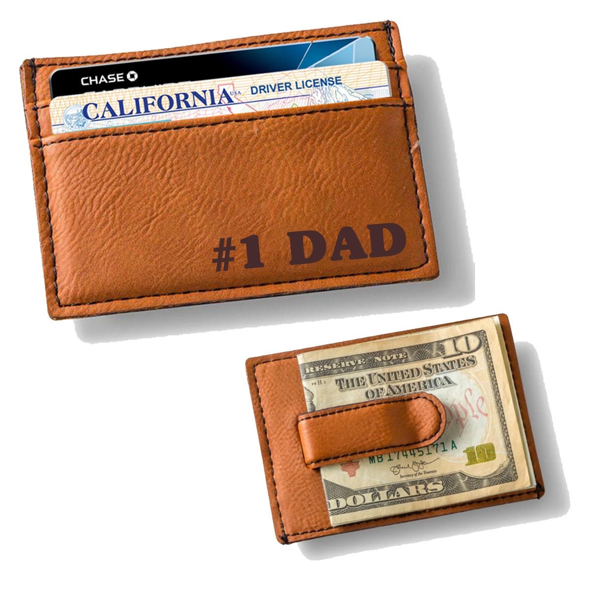 Mens Leather Money Clip Personalized Slim Wallet With Money Etsy