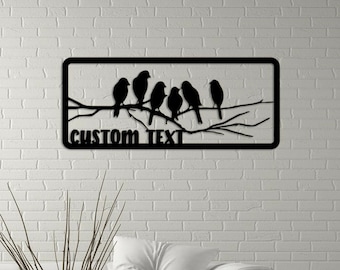 Birds Large Metal Wall Art Decor , Metal Animal Wall Decor, Nature Metal Art, Personalized Unique Housewarming, Wedding or Valentines Gifts