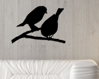 Birds Metal Wall Art and Decor, Nature Metal Animal Wall Hanging, Black Living Room Decor, Tropical Home Decoration, Home Gift For Couples