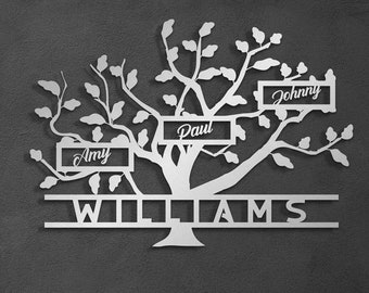 Metal Family Tree Name Sign, Personalized Large Metal Wall Art,  Customized Home Decoration, Wedding, New Home, Personalized Unique Gifts