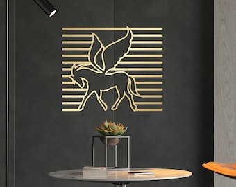 Metal Horse With Wings Art, Large Metal Wall Art Decor  , Metal Animal Wall Decor, Personalized Unique Wedding, Home Gifts for Couple