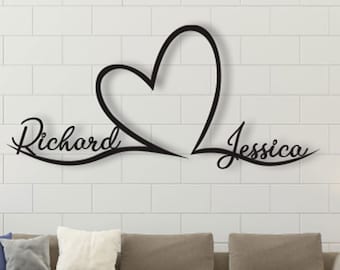 Metal Custom Love Sign, Heart and Love Large Metal Wall Art, Personalized Metal Decor, Home Decoration, Wedding, New Home Gift for Couples
