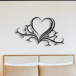 Arte de pared con corazón floral de metal, decoración de pared de metal para el hogar, bodas, casas nuevas y regalos para ella, regalos únicos personalizados, arte contemporáneo imagen 1