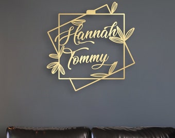 Personalized Metal Wall Sign, Contemporary Custom Wedding Gift, Large Metal Wall Art, Anniversary Gifts for Parents, Modern Wedding Decor