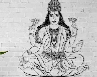 Silver Lakshmi Large Metal Wall Art and Decor, Lord Shiva Home Decoration, God of Beauty, Diwali Home Gift for Hindu Neighbours and Friends