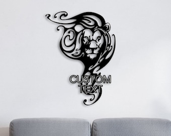 Lion Large Metal Wall Art and Decor Home Decoration,    Personalized Unique Housewarming,  Birthday, Wedding, or Home Gifts for Couple