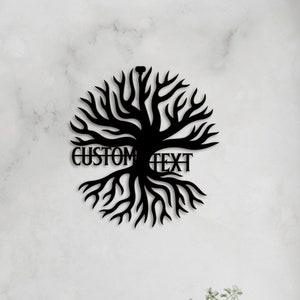 Personalized Metal Gold Tree Wall Decor, Large Tree of Life Metal Wall Art, Custom Contemporary Art Home Decoration and Housewarming Gift