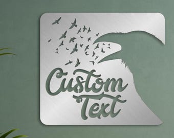 Metal Customized Wall Art, Personalized Raven Large Metal Wall Art, Home Decoration,   , Personalized Unique Wedding, Home Gifts for Couple