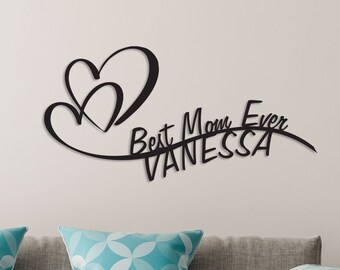 Gift for Mom , Large Metal Wall Art, Love Sign, Personalized Heart Wall Decor, Custom Metal Signs, Home Decoration, Wedding Gifts for Couple
