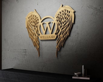 Personalized Metal Angel Wings Name Sign Wall Art,  Personalized Unique Housewarming,  Birthday, Wedding, Anniversary or Valentines Gifts