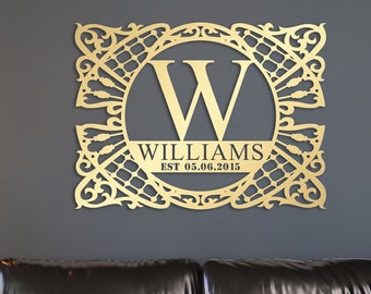 Personalized Metal Family Name Sign, Large Metal Wall Art and Decor,  Customized Home Decoration, Wedding Gift for Couple, Contemporary Art