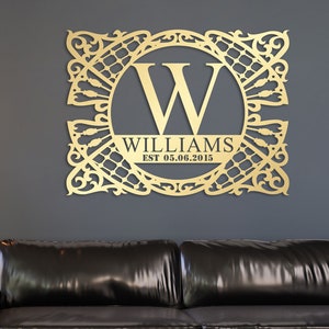 Personalized Metal Family Name Sign, Large Metal Wall Art and Decor,  Customized Home Decoration, Wedding Gift for Couple, Contemporary Art