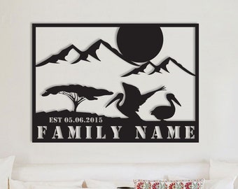 Metal Farmhouse Wall Decor, Family Name Sign, Nature Style Large Metal Wall Art, Custom Home Decoration, Unique Home Gifts, Farmhouse Gift