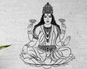 Lord Lakshmi Metal Wall Art and Decor, God Of Beauty Statue, Hindu God Idol Home Decoration, Diwali Gifts, Indian Home Gifts for Couple