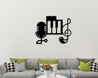 Metal Gifts for Musicians, Large Metal Wall Art, Piano and Notes Metal Art , Modern Home Decoration,  Personalized Unique Gifts