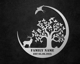 Deer Family Name Metal Sign, Personalized Deer Sign, Last Name Metal Sign, Custom Outdoor Metal Sign, Cabin Sign, Lodge Sign, Hunter Gift