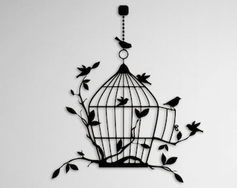 Bird Cage Large Metal Wall Art and Decor, Home Decoration,    Personalized Unique Housewarming,  Birthday, Wedding, or Home Gifts for Couple