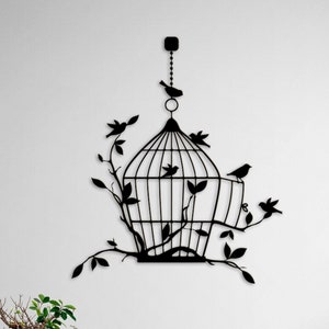 Bird Cage Large Metal Wall Art and Decor, Home Decoration,    Personalized Unique Housewarming,  Birthday, Wedding, or Home Gifts for Couple