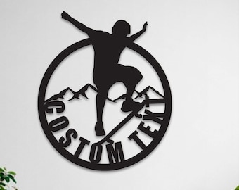 Skateboard Metal Wall Art and Decor, Custom Modern Black Metal Wall Decor, Birthday Gift For Skateboard Lover, Gift for Boys, Gift for Him