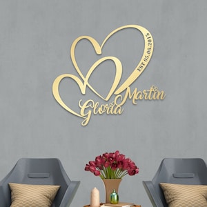 Metal Customized Love Sign, Heart and Love Large Metal Wall Art, Personalized Metal Decor, Home Decoration, Wedding, New Home