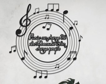 Personalized Music Large Metal Wall Art Decor, Custom Music Notes Gift for Musician, Music Teacher Gift, Home Decoration, Contemporary Art