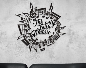 Music Large Metal Wall Art Decor, Custom Quotes Music Notes Gift for Musician, Music Teacher Gift, Home Decoration, Contemporary Art