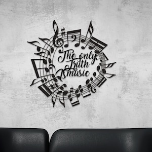 Muzieknoot krans metalen muurkunst – metalen solsleutel decor, gepersonaliseerde moderne zwarte muziekkamer muur hangen, uniek custom muzikant cadeau