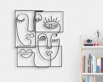 Faces Large Metal Wall Art and Decor, Home Decoration,    Personalized Unique Housewarming,  Birthday, Wedding, or Home Gifts for Couple
