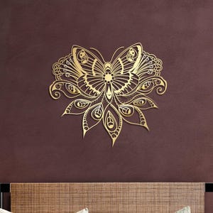 Stunning Butterfly Style Mandala Large Metal Wall Art - Boho Decor for Your Space - Nature Inspired Decor, Unique Home Gift For Couple