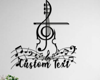 Personalized Metal Music Notes Gift, Music Notes and Violin Contemporary Large Metal Wall Art, Custom Gift for Musician, Home Decoration