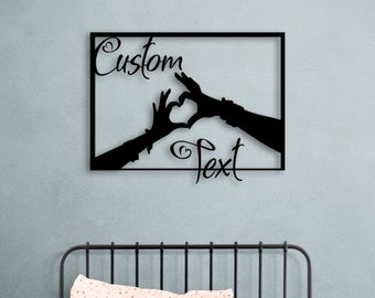Metal Heart with Hand Customized Wall Art, Personalized Love Hands Large Metal Wall Art, Home Decoration, Personalized Unique Gifts