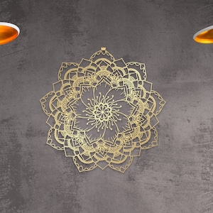 Gold Floral Mandala  Large Metal Wall Art Decor, Mandala Large Metal Wall Art, Home Decoration, Unique Gifts, Intricate Floral Boho Lotus