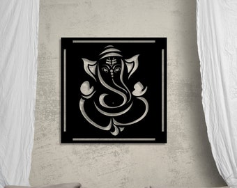 Ganesha Large Metal Wall Art and Decor, Elephant Ganapati Statue, Hindu God Idol Home Decoration, Diwali Gifts, Indian Home Gifts for Couple