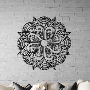 Wildflower Mandala Metal Wall Hanging | Modern Metal Flower | Unique Indoor Outdoor Decor | Housewarming Gift for Couples Unique Home Gift