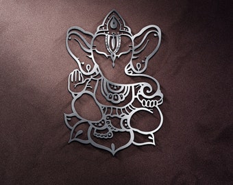 Ganesha Metal Wall Art and Decor, Silver Ganapati Statue Elephant, Hindu Gods Idol Home Decoration, Diwali Gifts, Indian Gifts for Couple