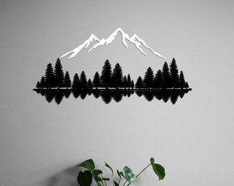 Black and White Mountain Metal Wall Art, Minimalist Nature Large Wall Decor For Living Room, Stylish Home Gift For Couples, Wedding Gift