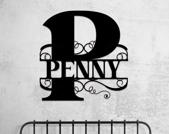 Personalized Family Name Sign, Monogram Metal Floral Last Name Sign, Custom Metal Name Sign, Established Last Name Sign, Metal letter Sign