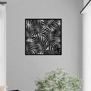 Modern Palm Leaf Metal Wall Art | Black Botanical Wall Decor | Minimalist Tropical Laser Cut Wall Hanging | Living Room Metal Art