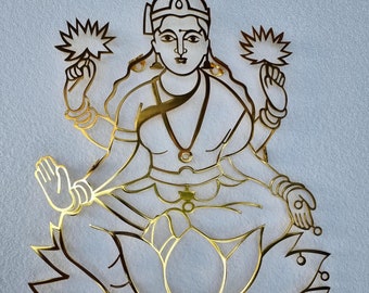 Lakshmi Large Metal Wall Art and Decor, Ganapati , Hindu Home Decoration,   God of Beauty, Personalized Unique Wedding, Valentines Gifts