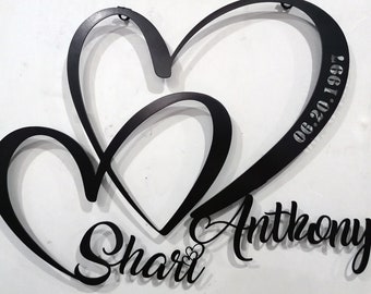 Metal Custom Love Sign, Heart and Love Large Metal Wall Art, Personalized Metal Decor, Home Decoration, Wedding, New Home Gift For Couples
