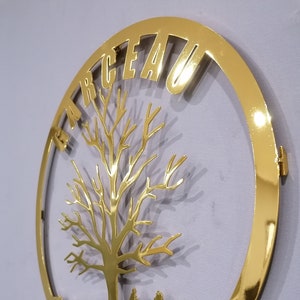 Custom Gold Family Tree Name Sig Large Metal Wall Art and Home Decor,  or Wedding Gift for Living Room, Bedroom or Entryway