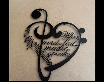 Music Gift Metal Wall Art, Personalized Music Teacher Gift, Custom Music Notes and Heart Metal Wall Art, Customized Gift for Musicians