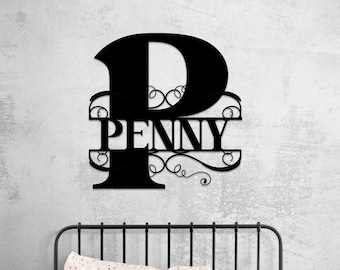 Custom Last Name Metal Sign, Monogram Letter, Personalized Family Name Sign for Outdoor Decor,  Wedding Anniversary Gift, Contemporary Art
