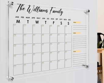 Personalized Acrylic Wall Calendar – Dry Erase Monthly Planner Board with Goals, Notes & To-Do – Modern Family Schedule Organizer Décor
