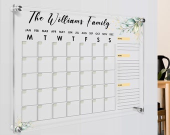 Acrylic Wall Calendar 2023 , 4,7mm Personalized Monthly Wall Mounted Calendar, Family Planner Home, Office, Task Organizer, Note Board