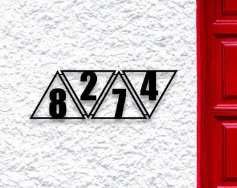 Metal Address Plaque, Address Sign , Geometric Metal House Number, Modern Home Decoration, Personalized Unique Wedding Gifts for Couple