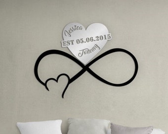Personalized Wedding Gift for Couple, Metal Heart Sign with Name and Date, Wedding Date Sign, Engagement Announcement Sign, Anniversary Gift