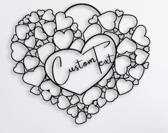 Love Large Metal Wall Art and Decor, Custom Love and Heart Metal Wall Decor, Home Decoration for Bedroom, Livingroom or Entryway,